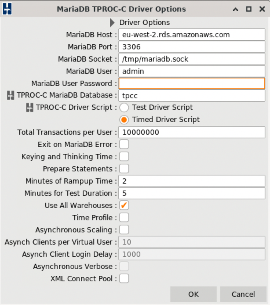 MariaDB HammerDB Setup